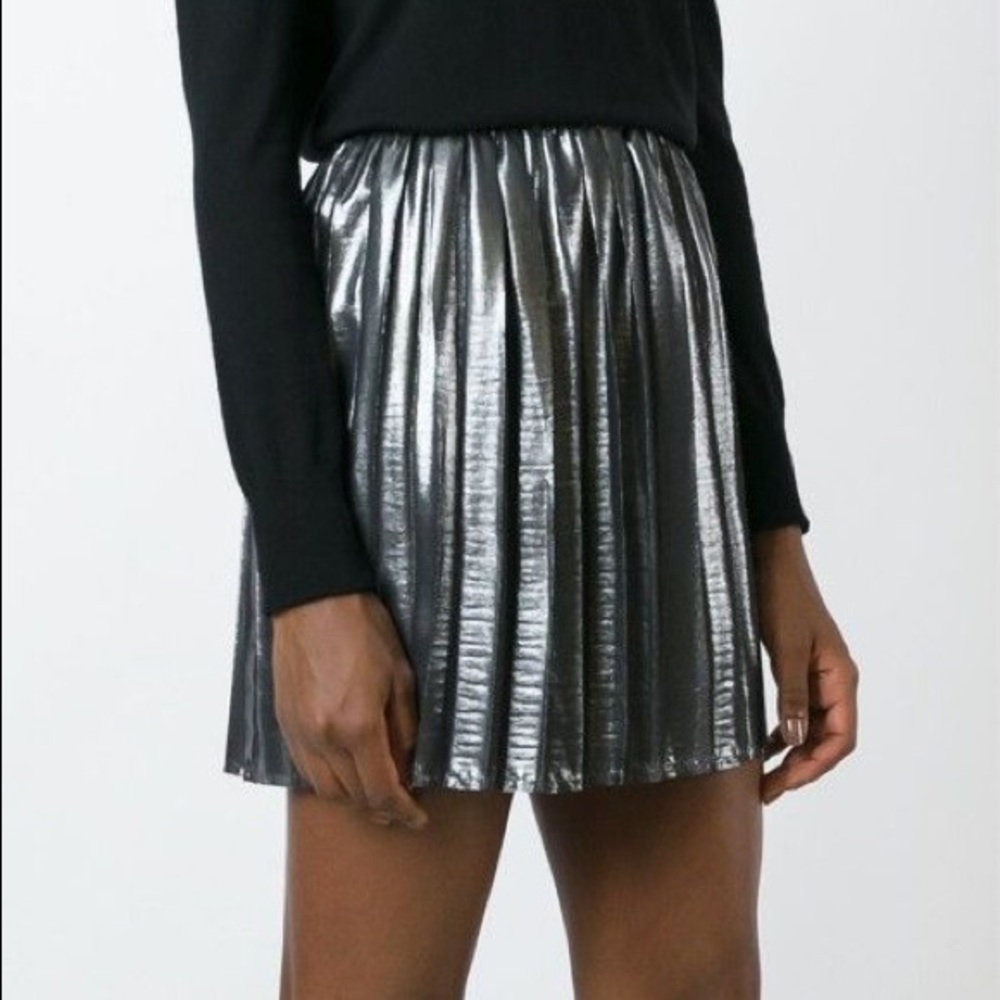 Isabel Marant Etoile Manda Pleated Silver Skirt